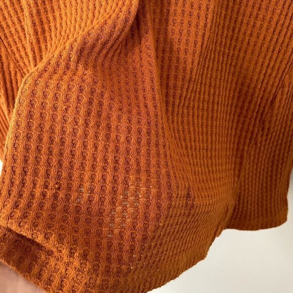 Anthropologie Maeve orange v-neck sweater waffle knit casual rayon spandex - Picture 4 of 5